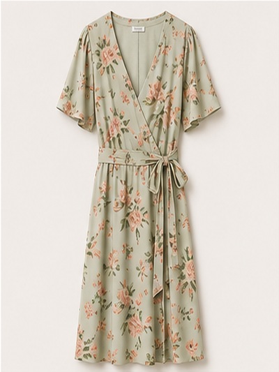 Floral Wrap Midi Dress